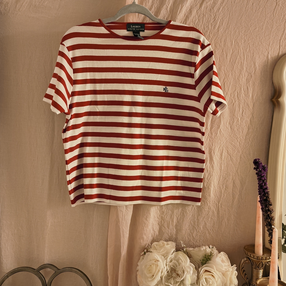 Lauren Ralph Lauren Red and White Striped Women's Top